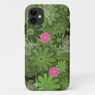 Capa Para iPhone Da Case-Mate Crânios femininos do punk no fundo de Camo da flo