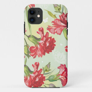 Capa Para iPhone Da Case-Mate Cravos vermelhos no verde com borboletas
