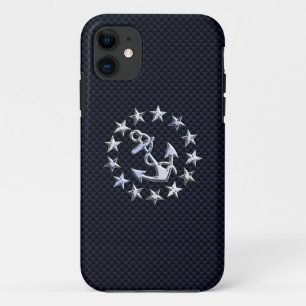 Capa Para iPhone Da Case-Mate Cromo Náutico de Carbono Azul Como Impressão de Ba