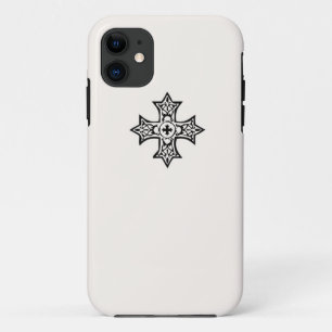 Capa Para iPhone Da Case-Mate Cruz Copta a Preto em Fundo de Creme