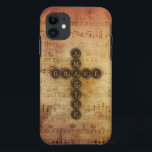 Capa Para iPhone Da Case-Mate Cruz surpreendente da benevolência no Musical<br><div class="desc">Aqueça contagem musical antiga gasta e envelhecida com cruz cristã que soletra a benevolência para fora de surpresa na rotulação typeset estilo do acrostic.  Hino tradicional da fé que lembra nos do amor,  da benevolência,  da fidelidade e do compaixão do deus. Acessórios religiosos do telefone e dos eletrônicos.</div>