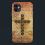 Capa Para iPhone Da Case-Mate Cruz surpreendente da benevolência no Musical<br><div class="desc">Aqueça contagem musical antiga gasta e envelhecida com cruz cristã que soletra a benevolência para fora de surpresa na rotulação typeset estilo do acrostic.  Hino tradicional da fé que lembra nos do amor,  da benevolência,  da fidelidade e do compaixão do deus. Acessórios religiosos do telefone e dos eletrônicos.</div>