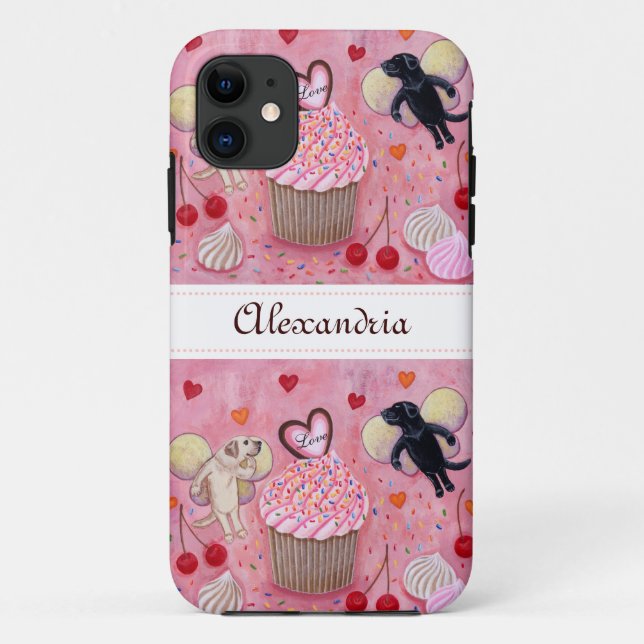 Capa Para iPhone Da Case-Mate Cupcake e fadas personalizados de Labrador (Verso)