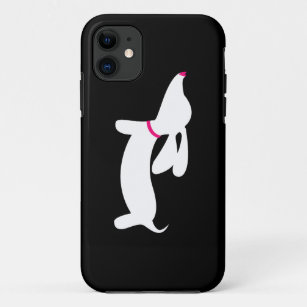Capa Para iPhone Da Case-Mate Dachshund branco + Nariz cor-de-rosa no preto
