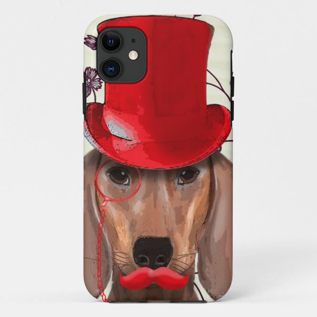Capa Para iPhone Da Case-Mate Dachshund Com Chapéu Vermelho Superior (Verso)