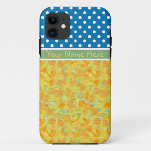 Capa Para iPhone Da Case-Mate Daffodils dourados e bolinhas azuis