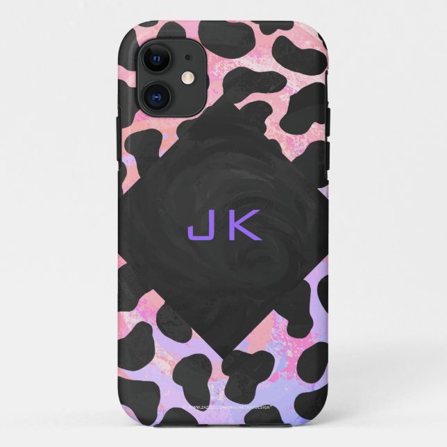 Capa Para iPhone Da Case-Mate Dalmata Monograma Preto e Rosa (Verso)
