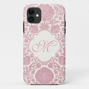 Capa Para iPhone Da Case-Mate Damasco floral cor-de-rosa Monogrammed