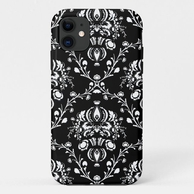 Capa Para iPhone Da Case-Mate Damasco preto e branco (Verso)
