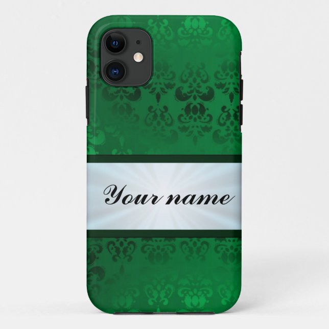 Capa Para iPhone Da Case-Mate Damasco Verde com Faixa de Opções (Verso)