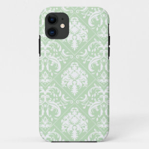 Capa Para iPhone Da Case-Mate Damasco verde e branco do sorvete da hortelã do