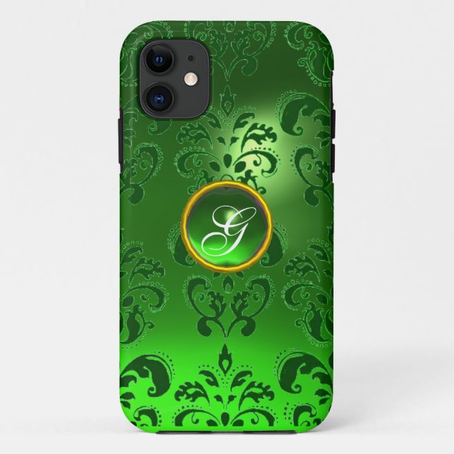 Capa Para iPhone Da Case-Mate DAMASK GEM MONOGRAM verde (Verso)