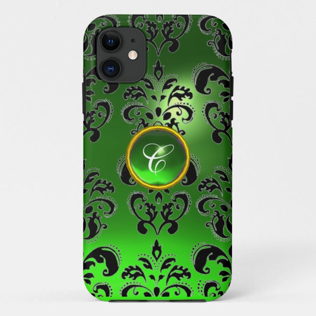 Capa Para iPhone Da Case-Mate DAMASK GEM MONOGRAM verde (Verso)