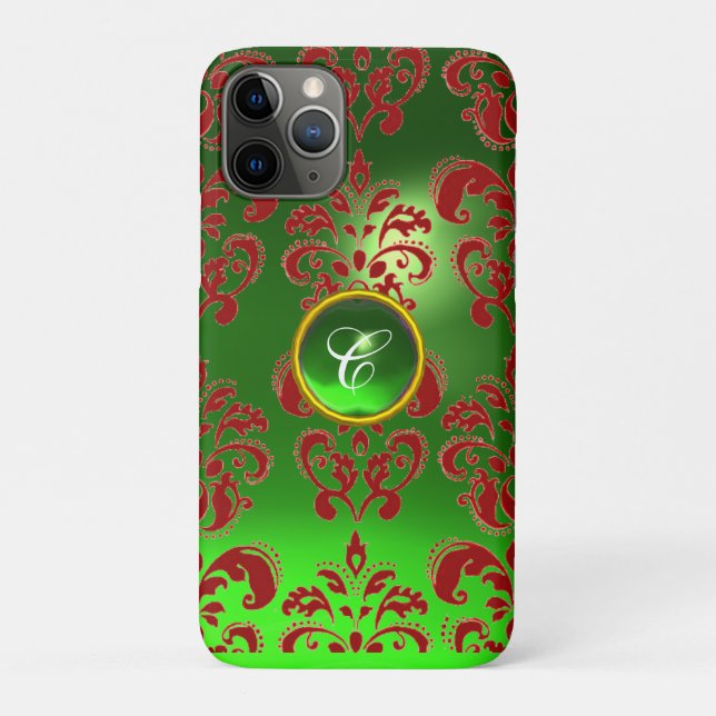 Capa Para iPhone Da Case-Mate DAMASK GEM MONOGRAM verde vermelho (Verso)