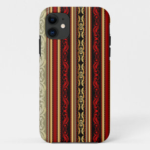 Capa Para iPhone Da Case-Mate Damask Red Dourado Stripes Negras