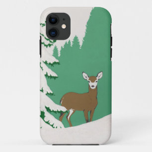Capa Para iPhone Da Case-Mate Deer Snow Winter Scense Pine Tree