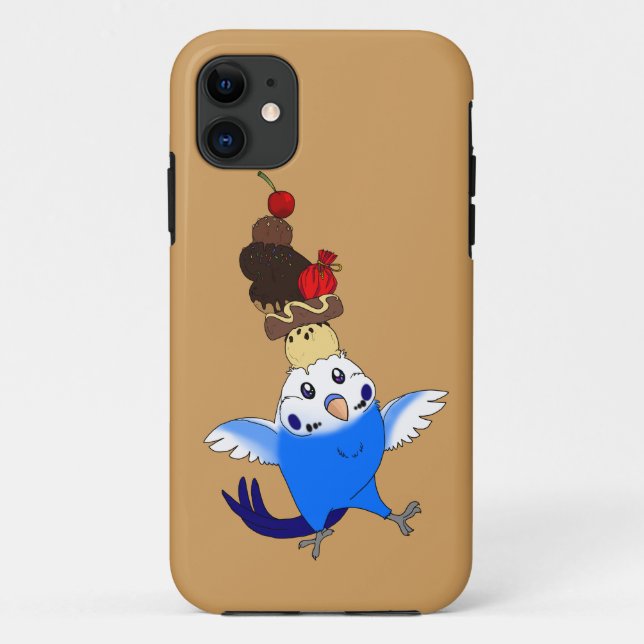 Capa Para iPhone Da Case-Mate deleite doce [azul do caso-budgie do telefone] (Verso)