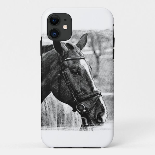 Capa Para iPhone Da Case-Mate Desenho do Cavalo Branco Negro (Verso)