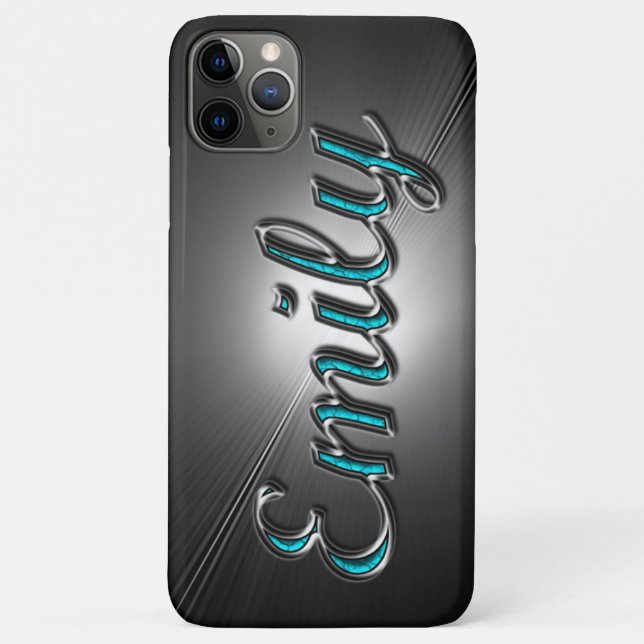 Capa Para iPhone Da Case-Mate Desenho Turquesa e Prata nome "Emily" (Verso)