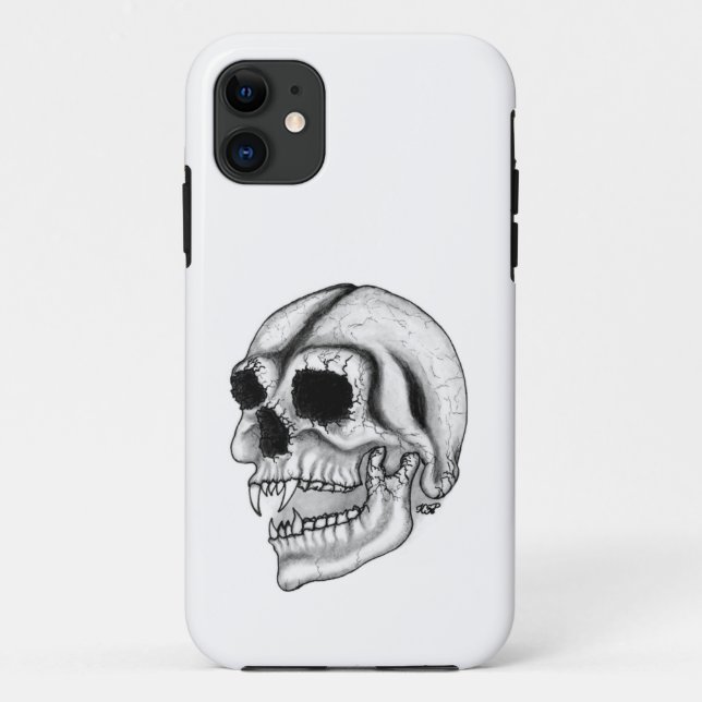 Capa Para iPhone Da Case-Mate Design branco e preto do crânio vampiro (Verso)