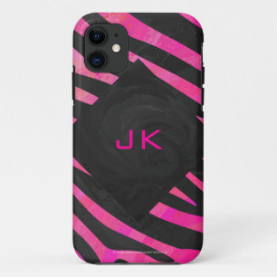 Capa Para iPhone Da Case-Mate Design de zebra preto e rosa quente