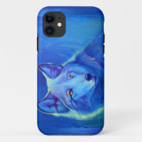 Design feito sob encomenda azul do lobo do caso