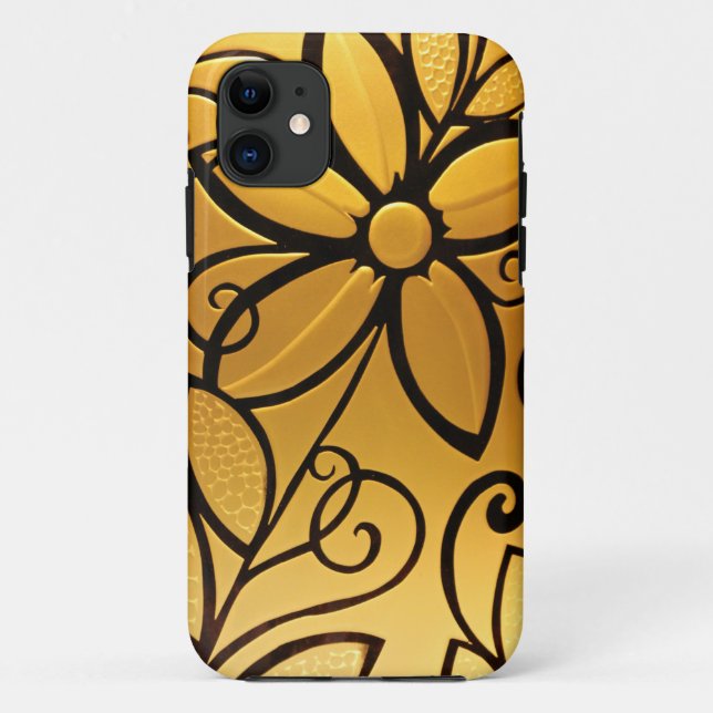 Capa Para iPhone Da Case-Mate Design Floral Amarelo-Ouro radiante (Verso)