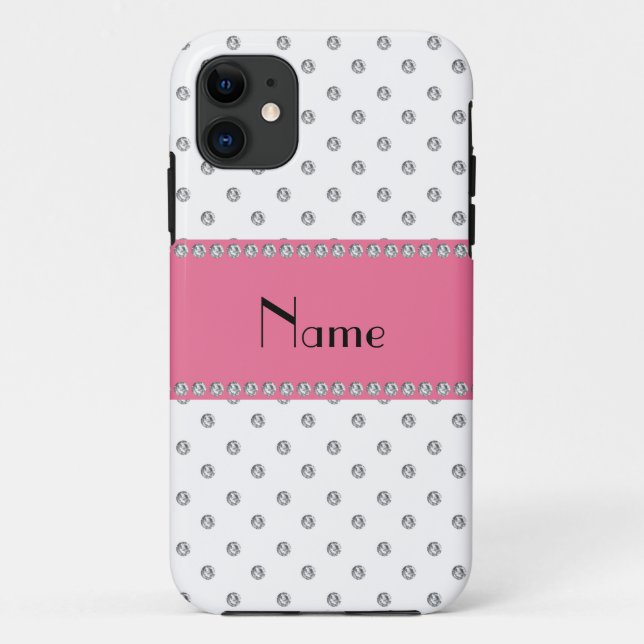 Capa Para iPhone Da Case-Mate Diamantes brancos de nome personalizado (Verso)