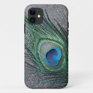 Capa Para iPhone Da Case-Mate Do pavão da pena vida preta Sparkly ainda