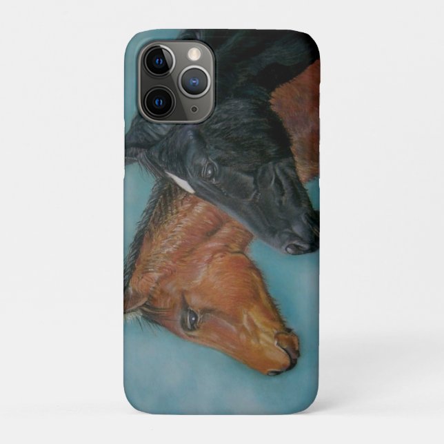 Capa Para iPhone Da Case-Mate Dois cavalos-bebê retrato negro de castanheiro (Verso)