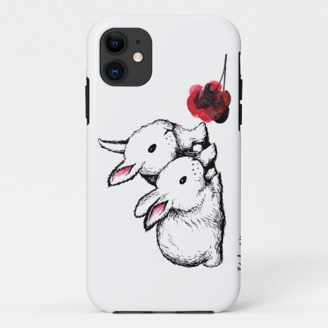 Capa Para iPhone Da Case-Mate Dois coelhos brancos pequenos (Verso)