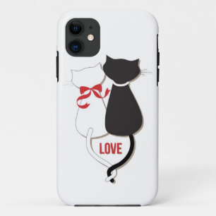 Capa Para iPhone Da Case-Mate Dois Gatos Apaixonados, Vermelho, Preto, Corações