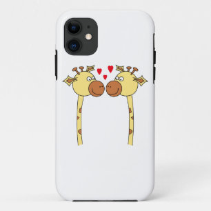 Capa Para iPhone Da Case-Mate Dois girafas com corações vermelhos do amor.