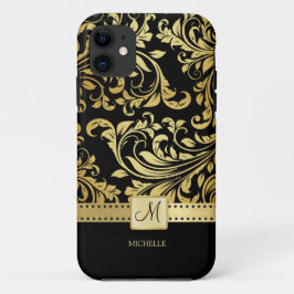 Capa Para iPhone Da Case-Mate Dourado e preto elegante com monograma