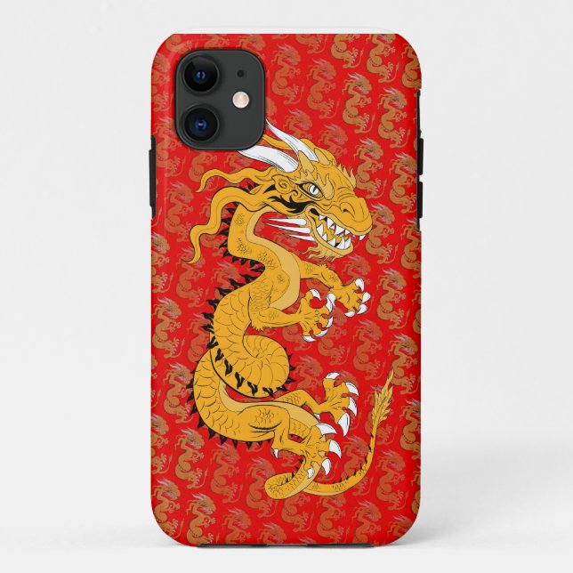 Capa Para iPhone Da Case-Mate Dragão ouro em Vermelho (Verso)