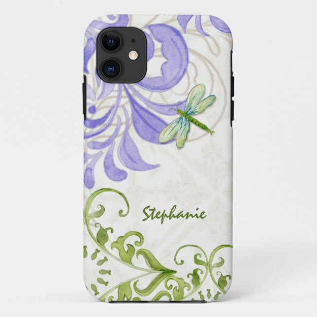 Capa Para iPhone Da Case-Mate Dragonfly Swirl Flourish Watercolor Personalizada (Verso)