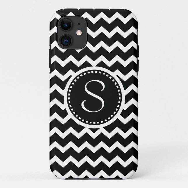 Capa Para iPhone Da Case-Mate Elegância retro do ziguezague preto e branco de (Verso)
