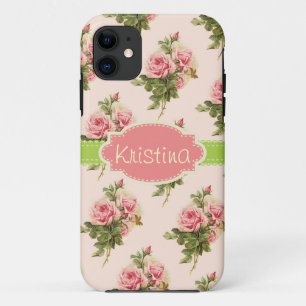 Capa Para iPhone Da Case-Mate Elegant Vintage Floral Rosa Name Case
