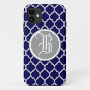 Capa Para iPhone Da Case-Mate Elegante Monograma Quatrefoil Personalizado Prata 