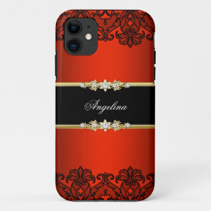 Capa Para iPhone Da Case-Mate Elegante Sofisticado Regal Vermelho Renda Preto Do