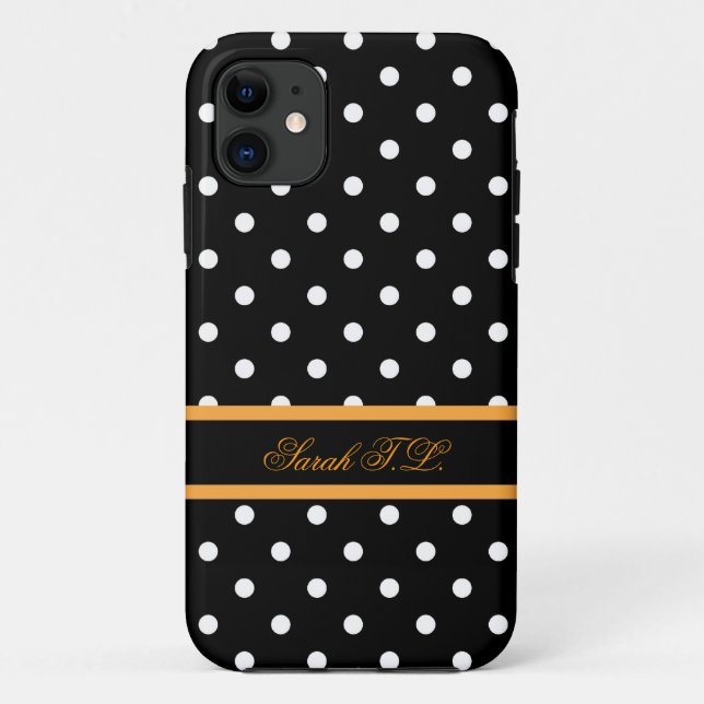 Capa Para iPhone Da Case-Mate Elegantes bolinhas pretas e brancas (Verso)