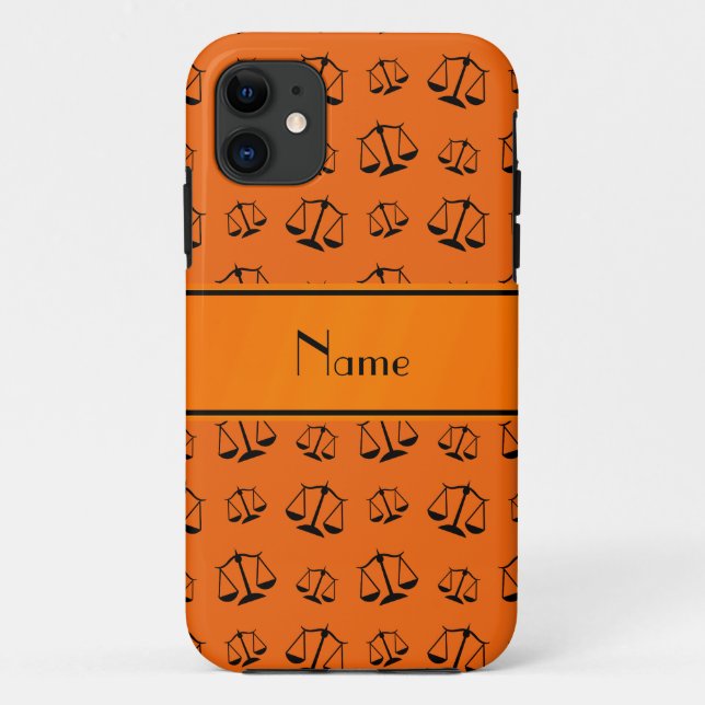 Capa Para iPhone Da Case-Mate Escalas de justiça laranja de nome personalizado (Verso)