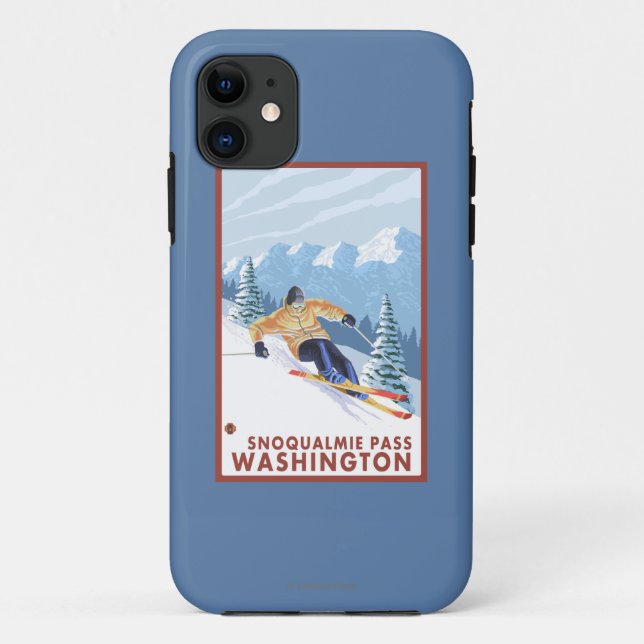 Capa Para iPhone Da Case-Mate Esquiador da neve de Downhhill - passagem de (Verso)