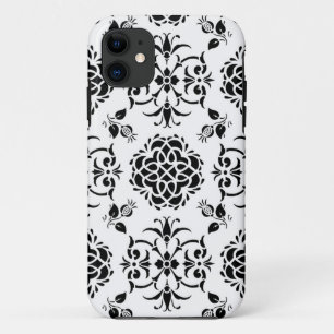 Capa Para iPhone Da Case-Mate Estilo de Vintagem Preto e Branco - Damasco Floral
