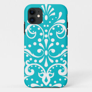Capa Para iPhone Da Case-Mate estilo henna damasco azul turquesa e branco