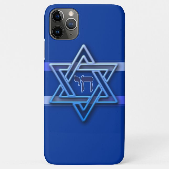 Capa Para iPhone Da Case-Mate Estrela Azul e Branca Hebraica Chai de Davi (Verso)