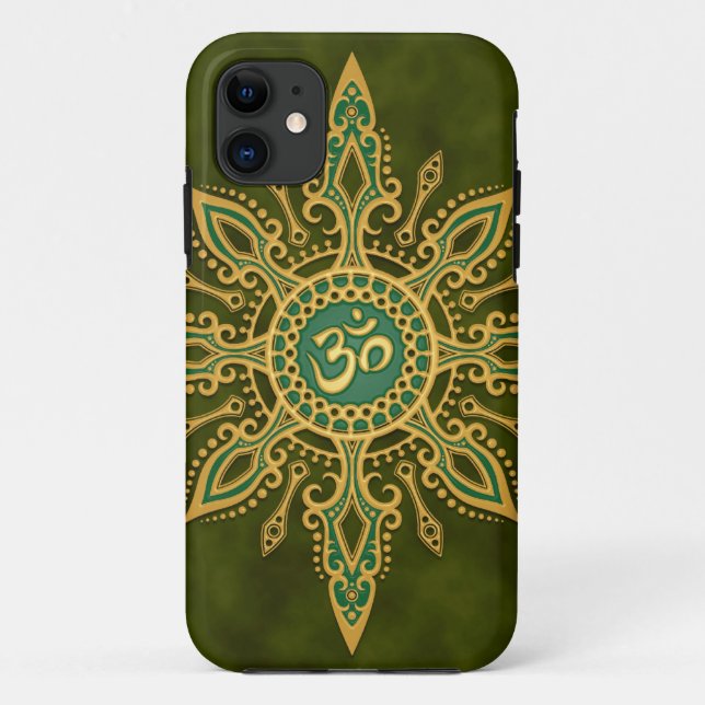 Capa Para iPhone Da Case-Mate Estrela verde dourada de Aum (Verso)