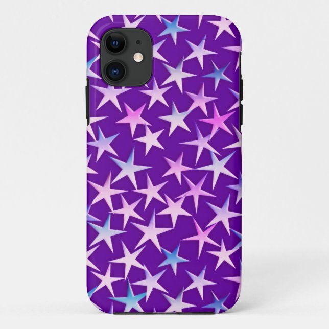 Capa Para iPhone Da Case-Mate Estrelas de cetim, lavanda sobre roxo (Verso)