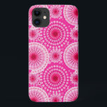 Capa Para iPhone Da Case-Mate Estrelas e pineiras, fuchsia rosa e marrom<br><div class="desc">Impulso fractal gerado digitalmente e gráfico pinroda em tons de rosa macio,  com sotaques de marrom/burgundy,  sobre fundo cor-de-rosa fuchsia profundo</div>