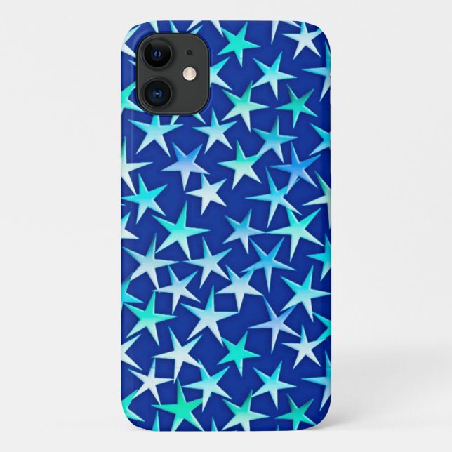 Capa Para iPhone Da Case-Mate Estrelas satíricas, azul pálido sobre cobalto (Verso)